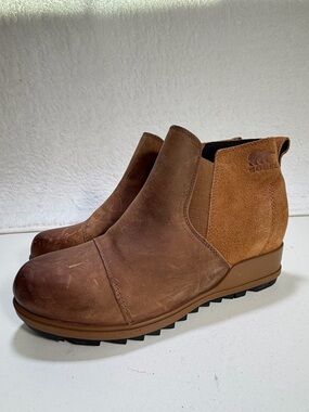 SOREL Evie Pull-On Waterproof Suede Booties Velvet Tan Women’s 8.5 NWOT